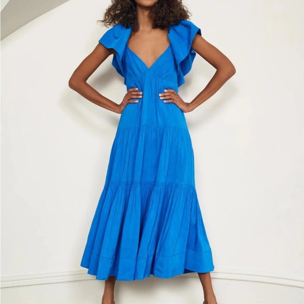 La Ligne Stella Tiered Linen-Blend Maxi Dress